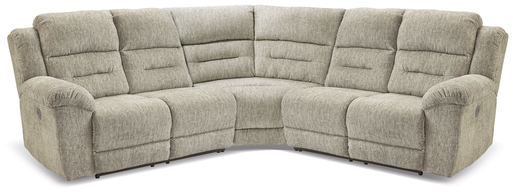 Signature Design by Ashley® Family Den - Pewter - 3-Piece Power Reclining Sectional With 2 Loveseats | Meri Furniture