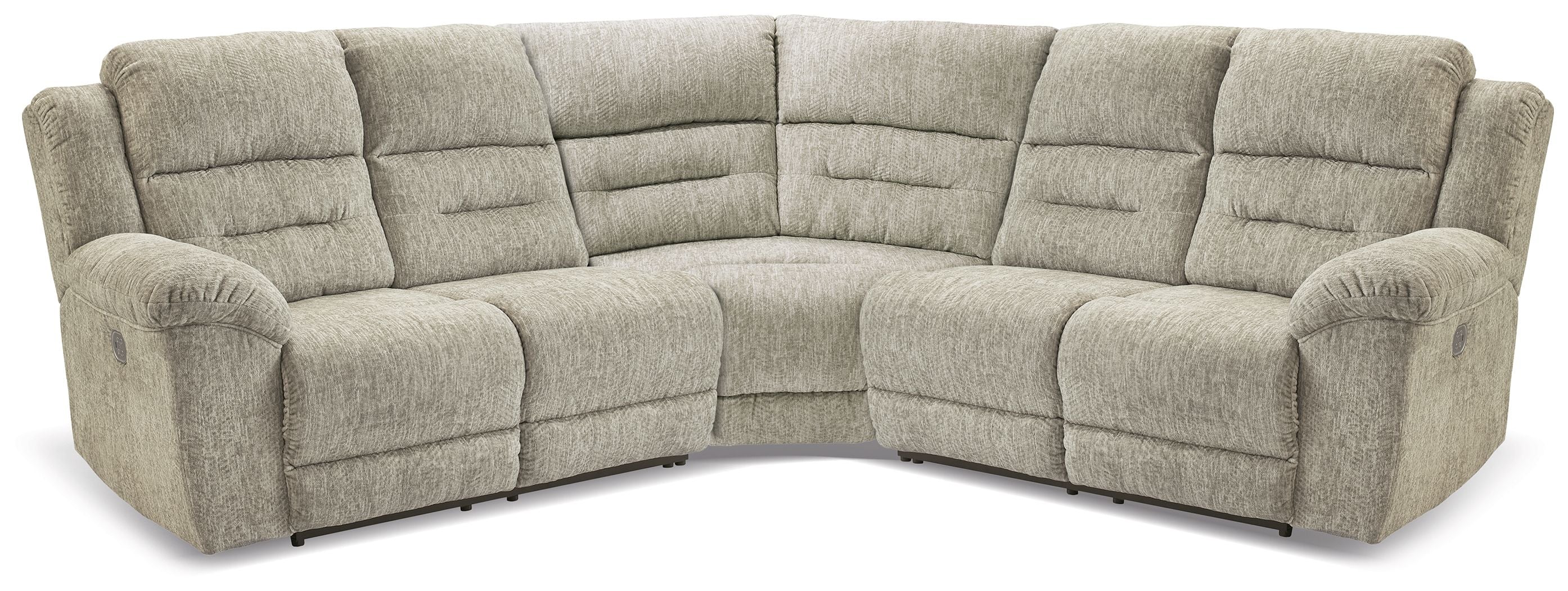 Signature Design by Ashley® Family Den - Pewter - 3-Piece Power Reclining Sectional With 2 Loveseats | Meri Furniture