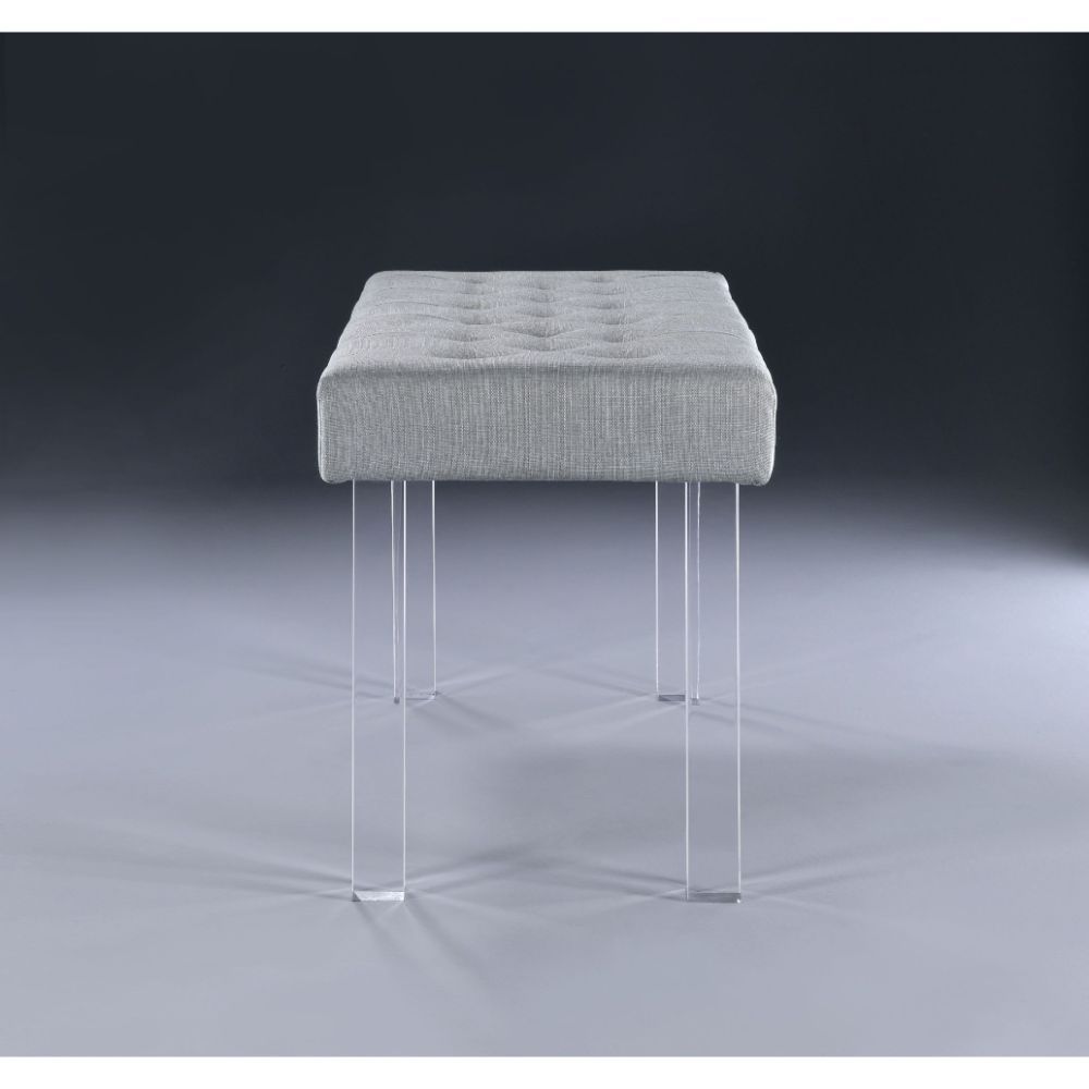 ACME Bagley - Bench - Linen & Clear Acrylic | Meri Furniture