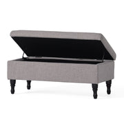 Dean - Fabric Storage Wide Tufted Rectangle Ottoman - Gray