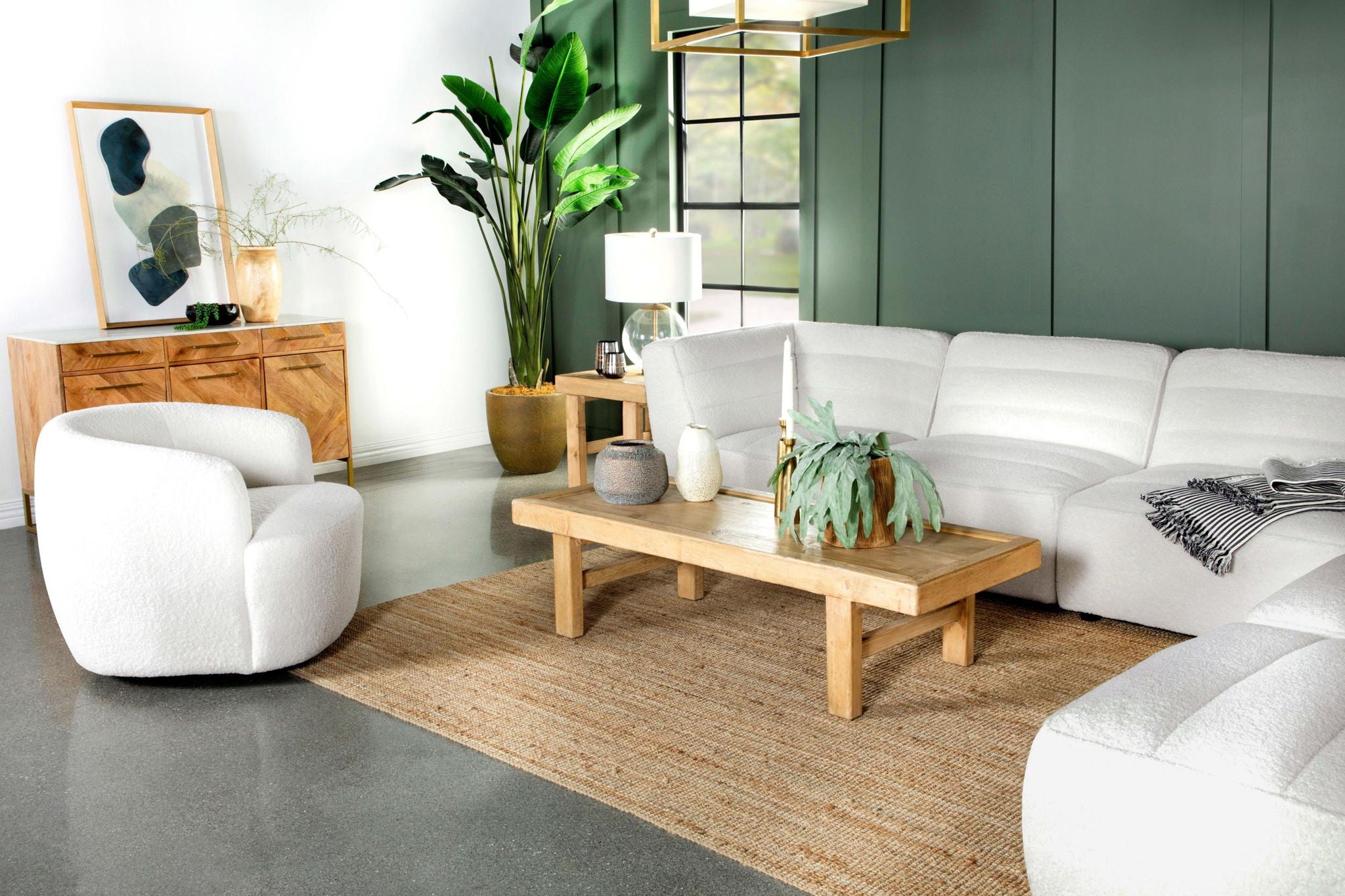 Sunny 6-piece Upholstered Modular Sectional Sofa Natural