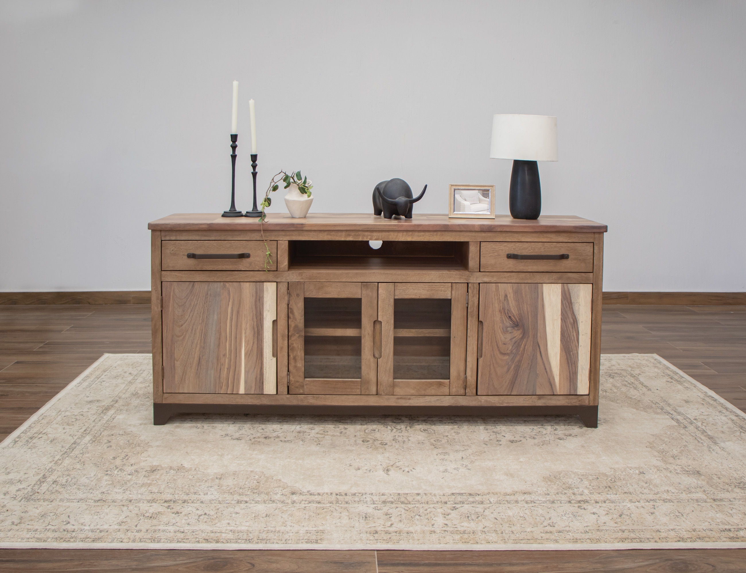 International Furniture Direct Natural Parota - 70" TV Stand - Brown Cappuccino | Meri Furniture