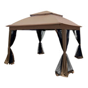 Outdoor Pop Up Gazebo Canopy With 2 Tier Soft Top And Removable Zipper Netting