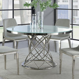 Irene - Round Glass Top Dining Table - Chrome