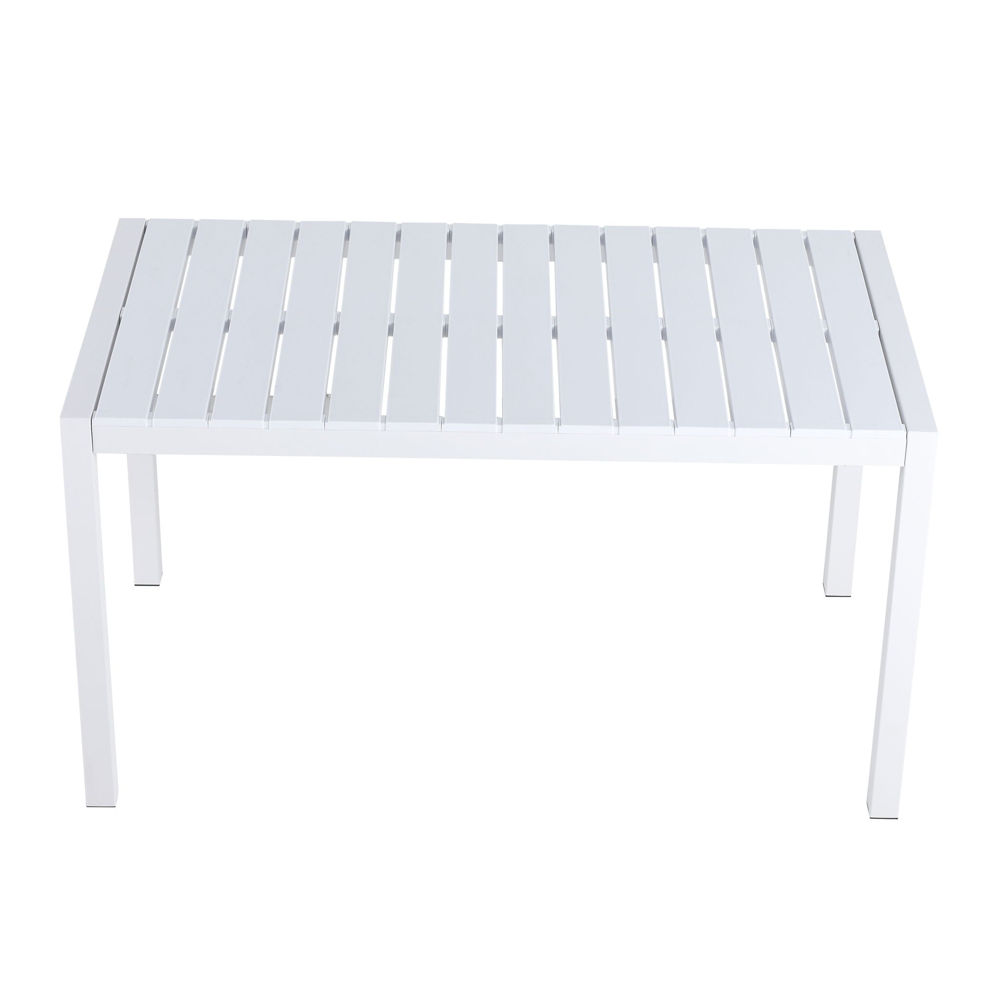 Modern Long Table, UV Resistant And Rust Proof, Pp Tabletop, UV Resistant Powder Coated Metal Legs - Snow White