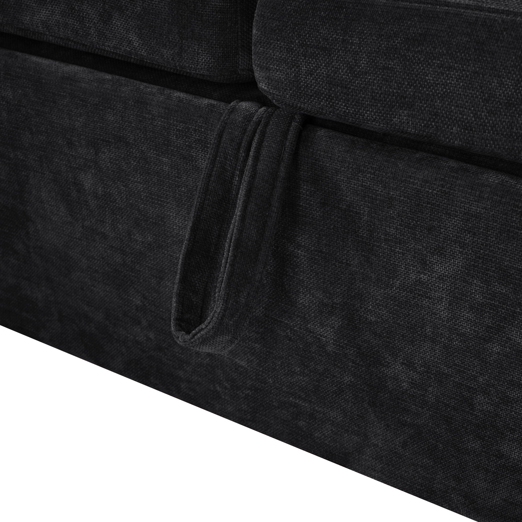Modern L Shaped Sectional Sofa Bed With Hidden Storage Chenille Upholstery