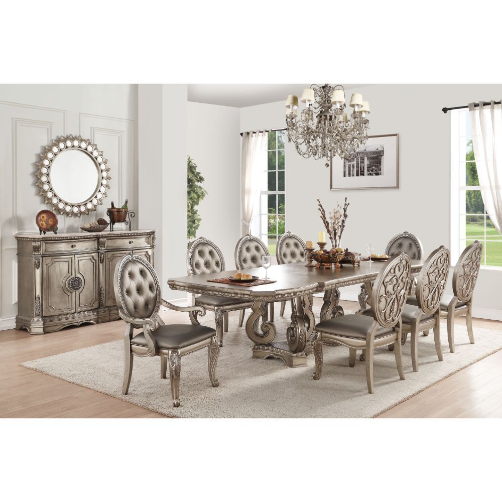 ACME Northville - Dining Table - Antique Silver - 30" | Meri Furniture