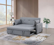 Radella 69"W Gray Linen Convertible Sleeper Sofa with USB Ports, Power Sockets, Pockets, Pillows, Tufting