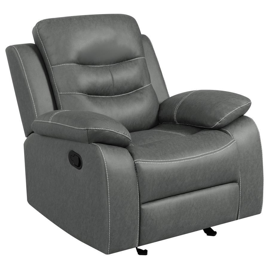 Nova - Upholstered Padded Arm Glider Recliner - Dark Gray