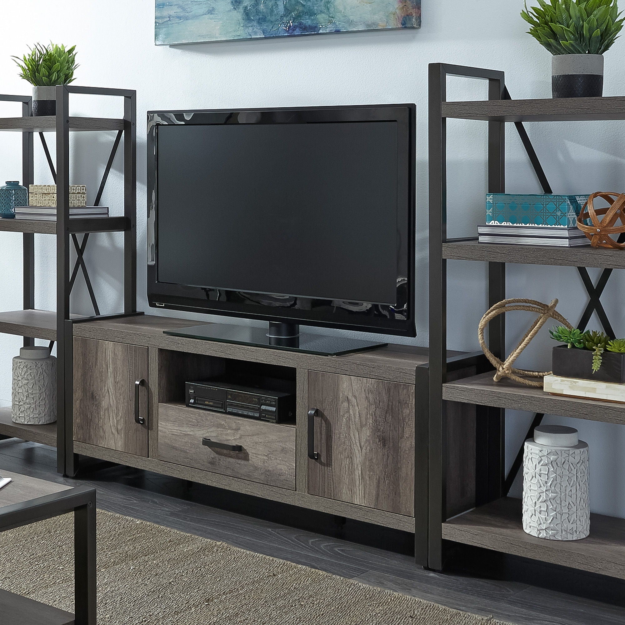 Liberty Furniture Tanners Creek - Entertainment Center With Piers - Dark Gray | Meri Furniture