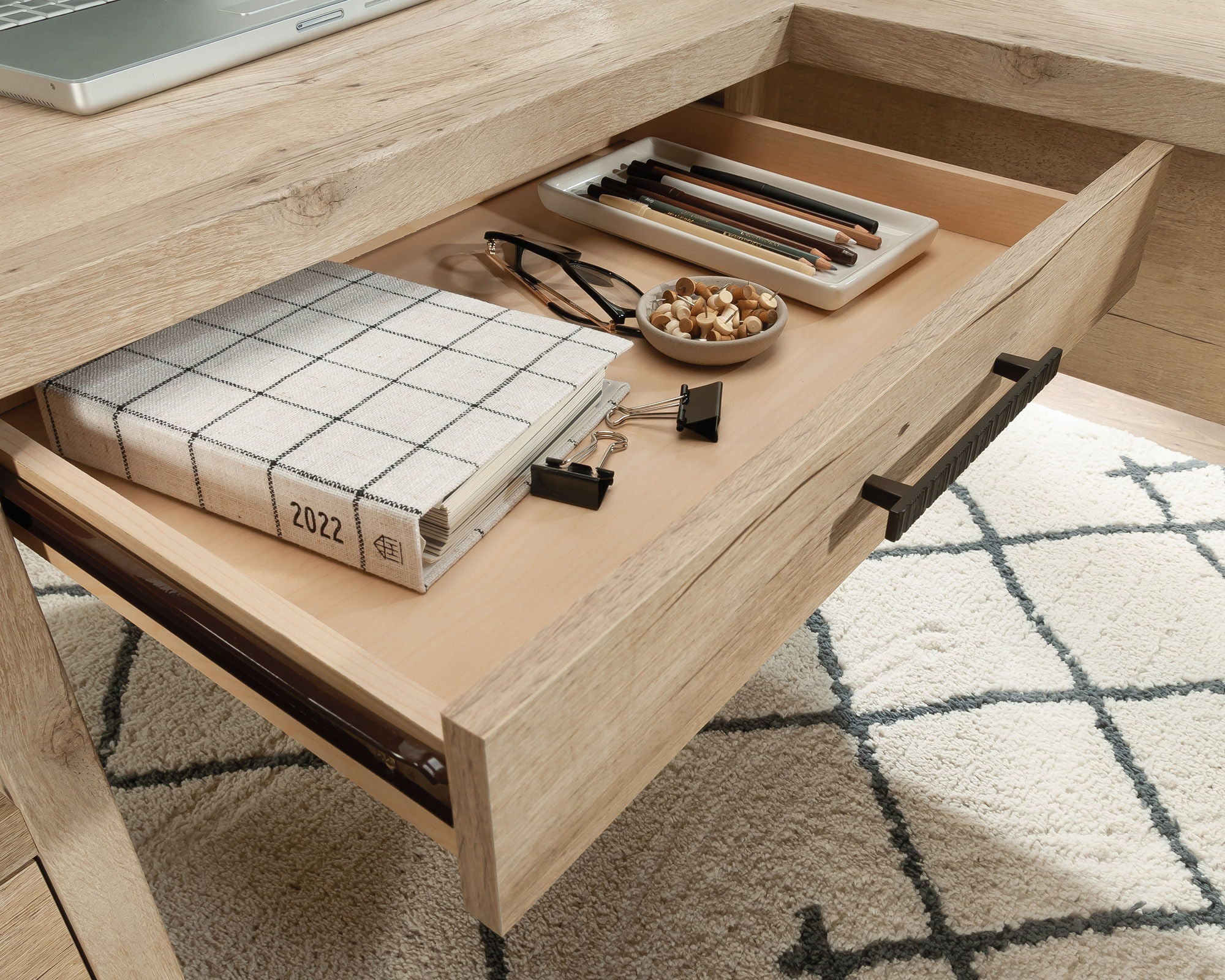 L-Shaped Home Office Desk in Prime Oak
