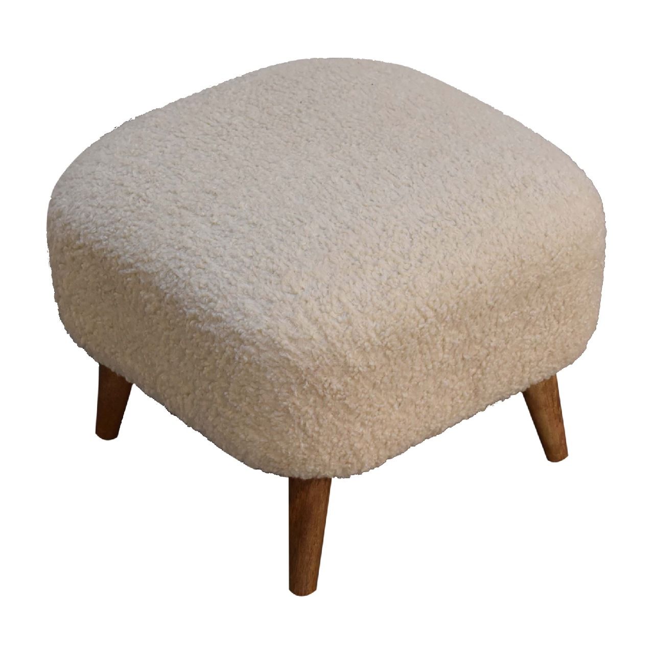 Boucle Square Footstool - Cream