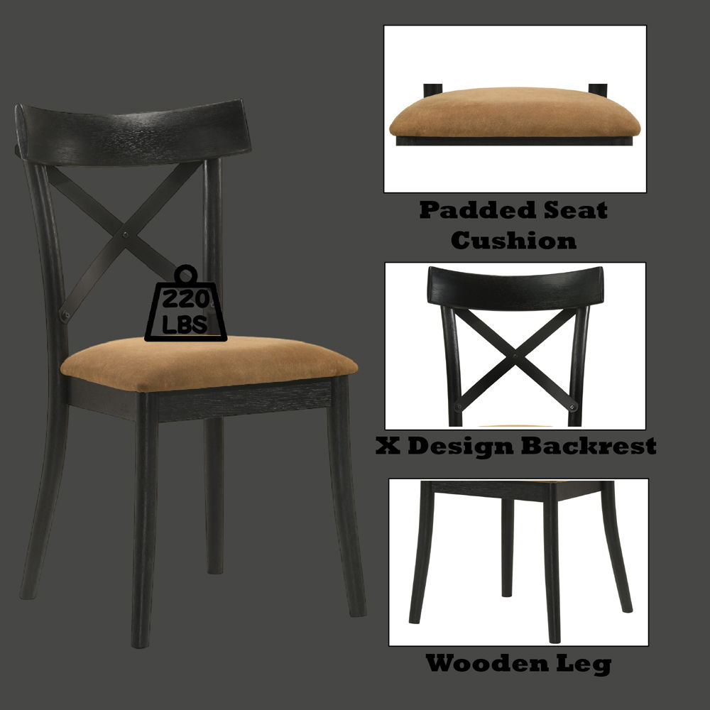 Hillary - Side Chair Set of 2) - Brown Leather Aire, Walnut & Black