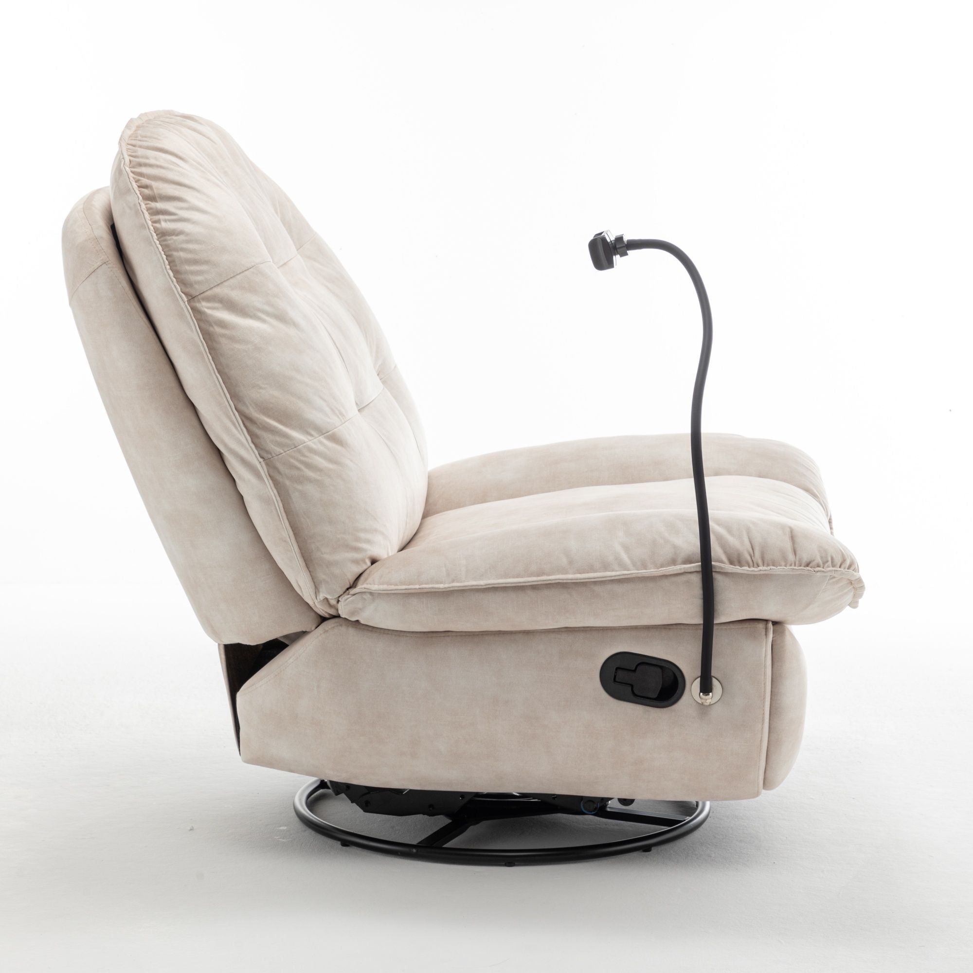 Modern Swivel Gliding Recliner Chair With Rocking Function And Phone Holder, Large Comfortable