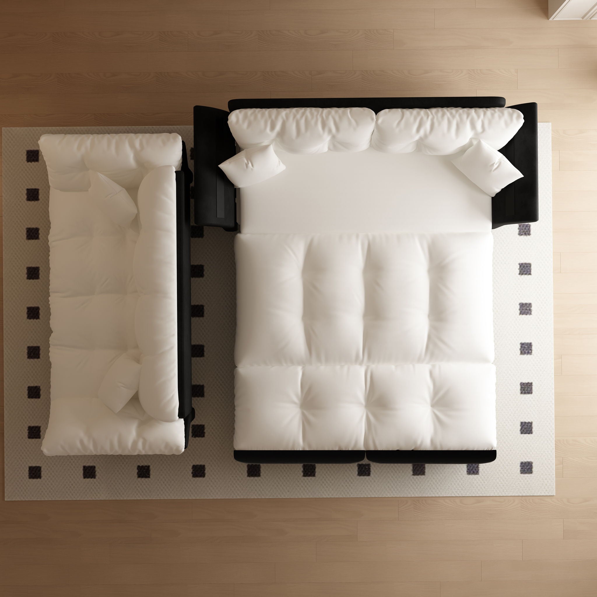 Queen Pull Out Sofa Bed, 3 In 1 Convertible Sleeper Tufted With 2 Soft Pillows