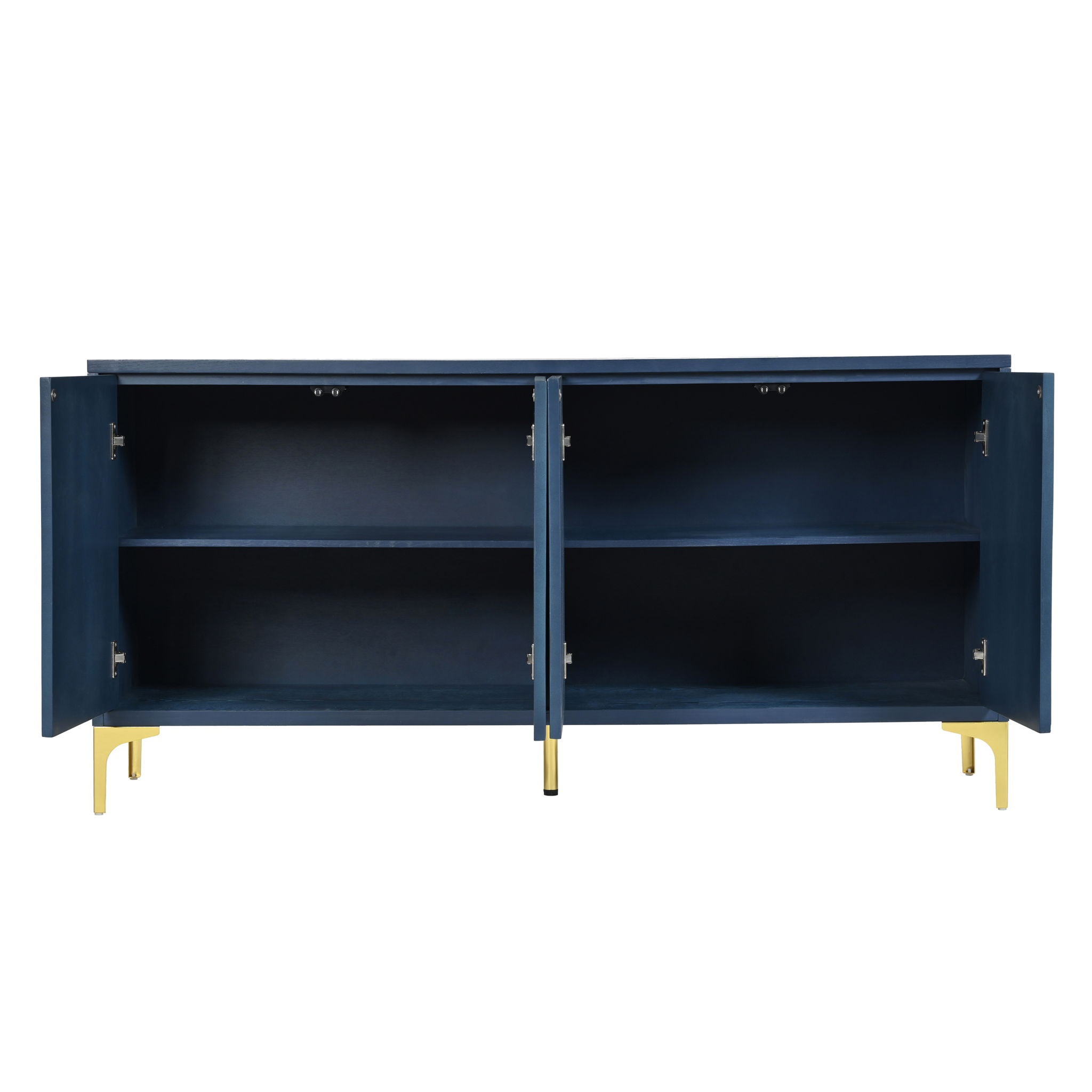 Modern 4 Door Sideboard With Creative Carved Surface And Adjustable Shelves