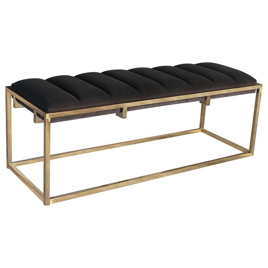 Coaster Fine Furniture Lorena - Velvet Upholstered Bench - Dark Gray And Gold | Meri Furniture