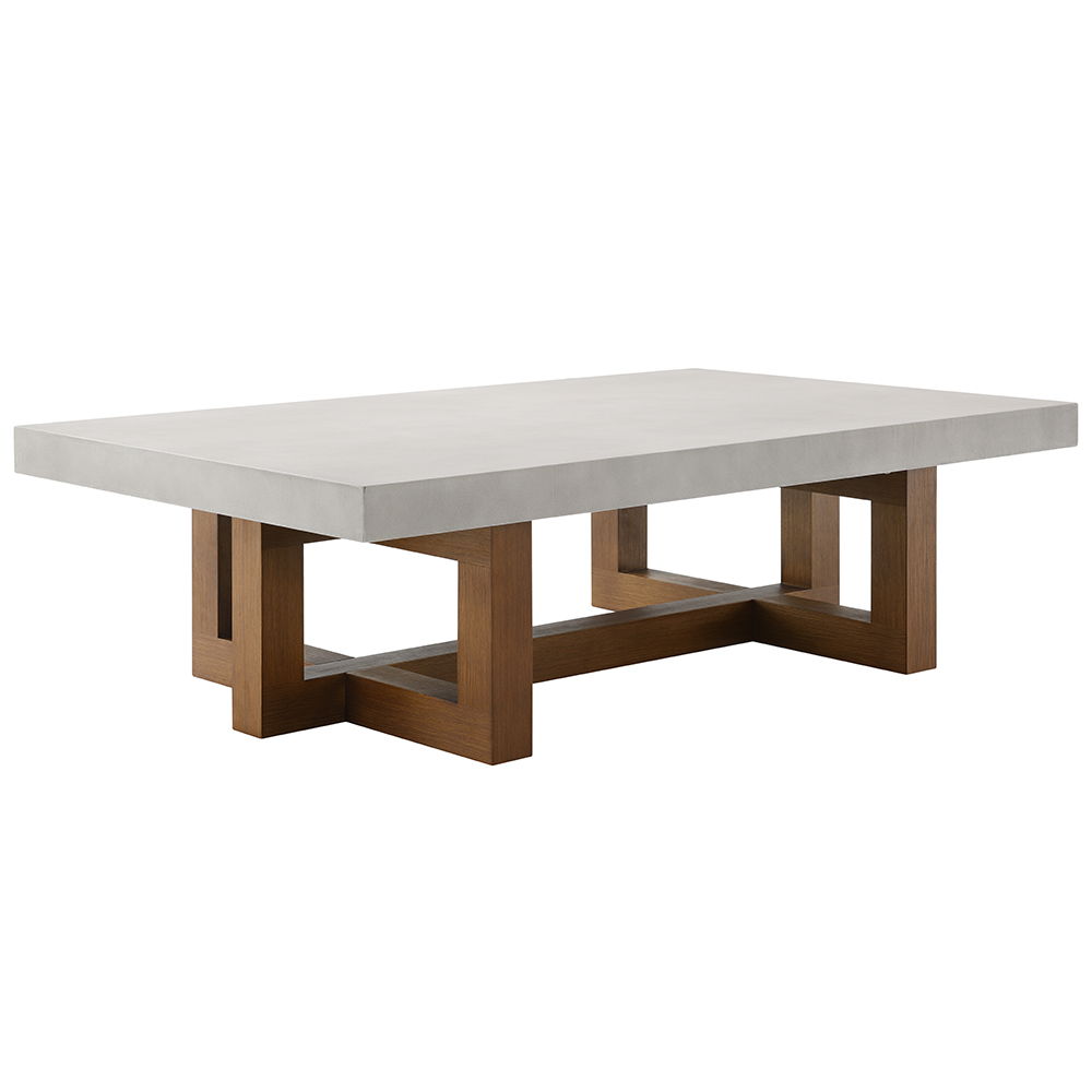 ACME Keven - Coffee Table - Faux Concrete Top & Walnut Finish | Meri Furniture
