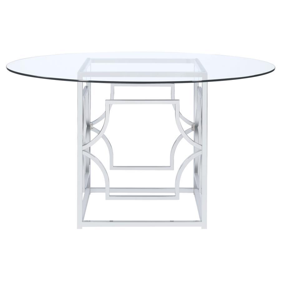 Coaster Fine Furniture Starlight - Round Glass Top Metal Dining Table | Meri Furniture