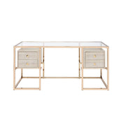 ACME Huyana - Desk - Clear Glass & Gold | Meri Furniture