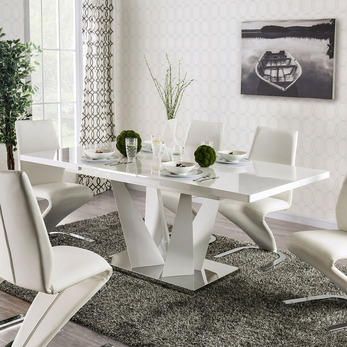 Furniture of America Zain - Dining Table - White | Meri Furniture