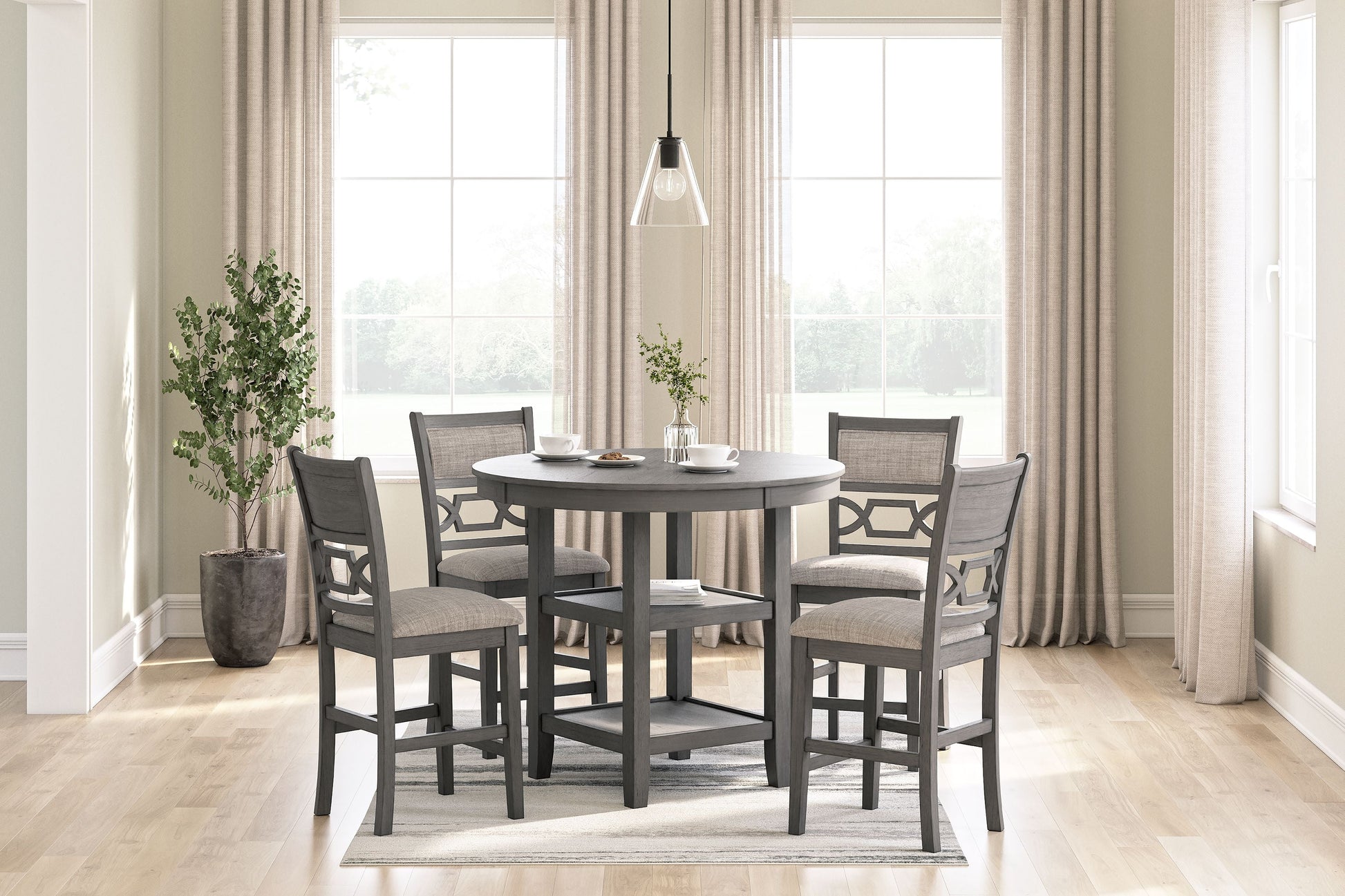 Signature Design by Ashley® Wrenning - Gray - Drm Counter Table Set (Set of 5) | Meri Furniture