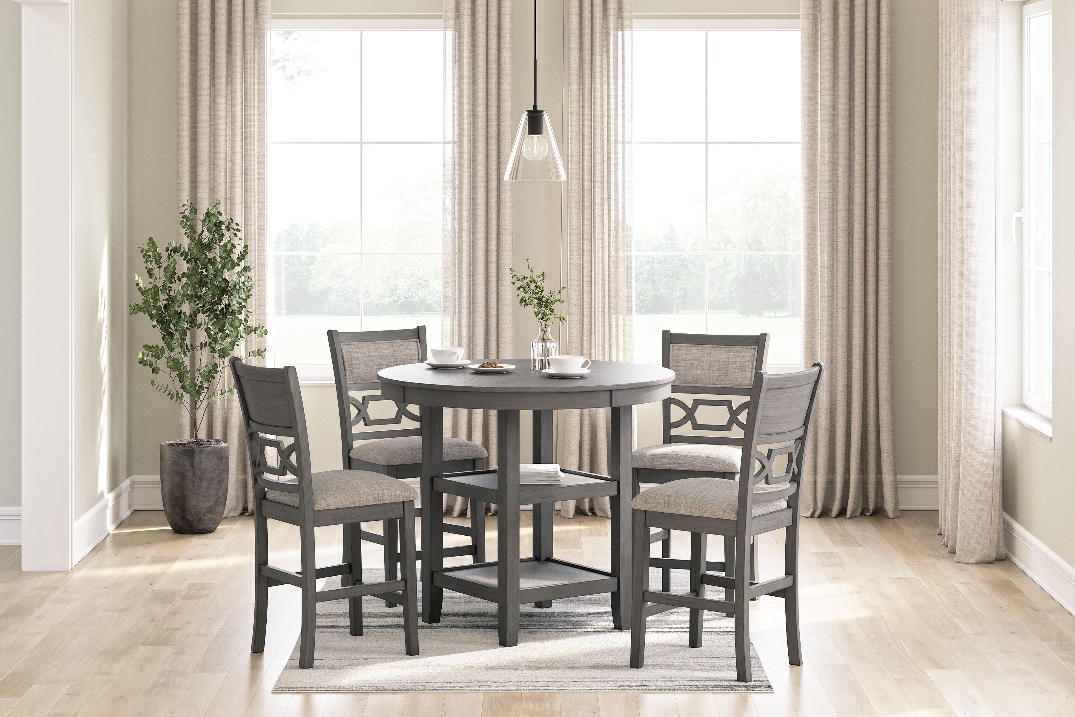 Signature Design by Ashley® Wrenning - Gray - Drm Counter Table Set (Set of 5) | Meri Furniture