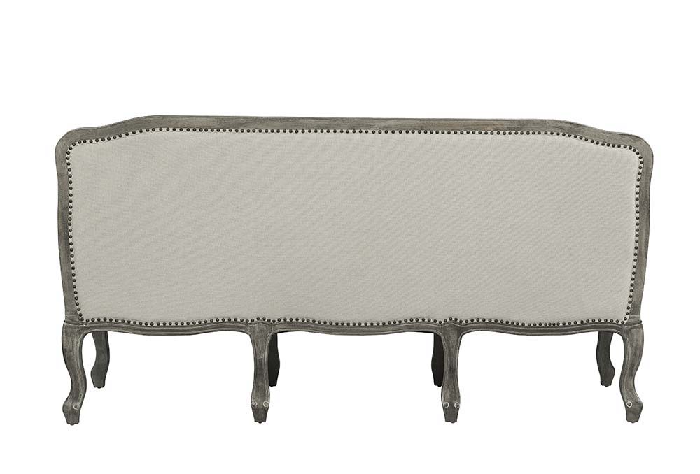 ACME Tania - Sofa - Cream Linen & Brown Finish | Meri Furniture