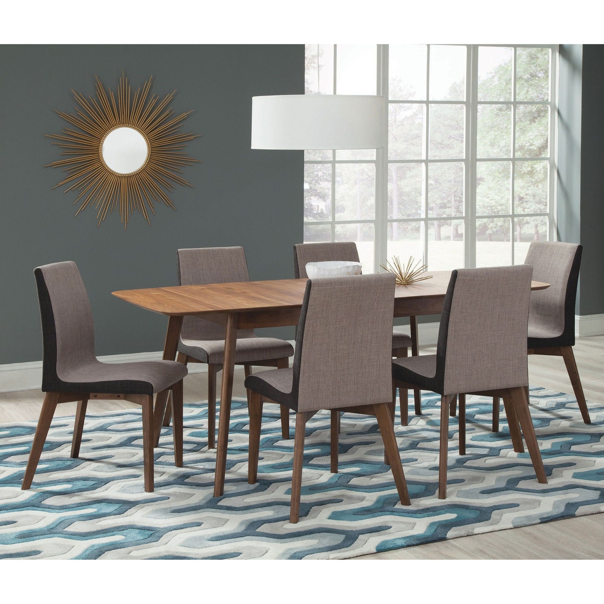 Dining Room Side Chair Set With Sleek Curves And 2 Tone Upholstery - Brown / Gray