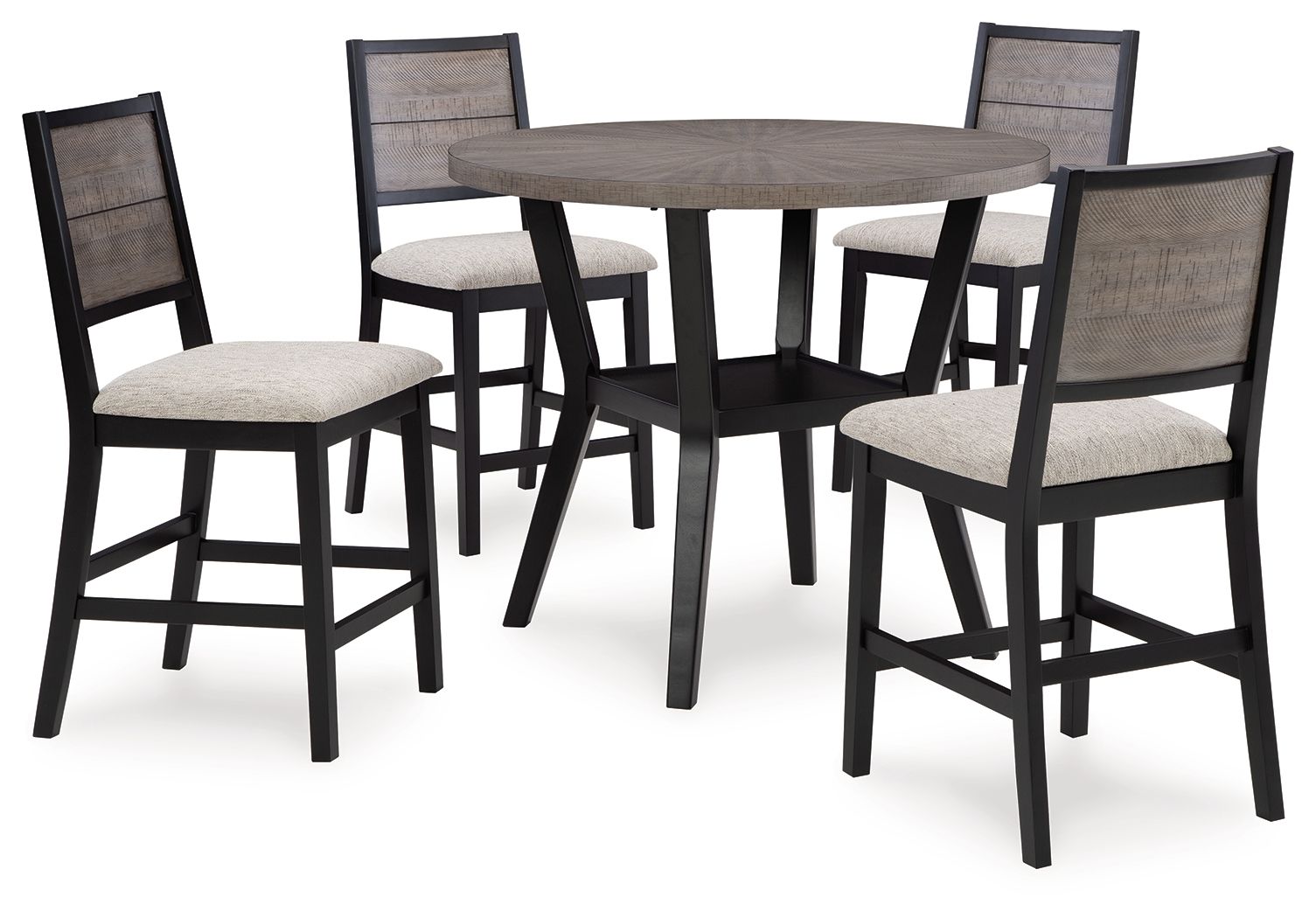 Signature Design by Ashley® Corloda - Black / Gray - Round Counter Table Set (Set of 5) | Meri Furniture
