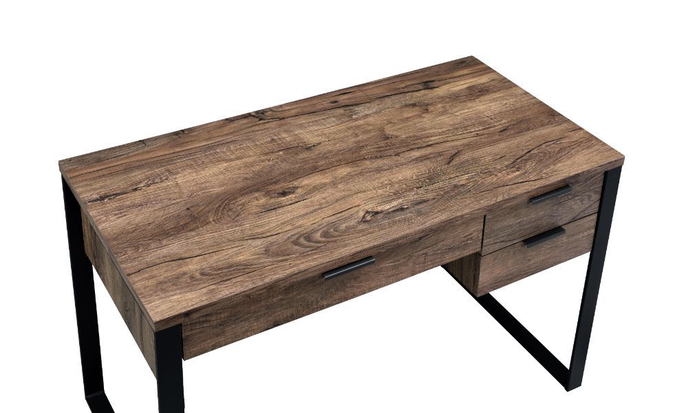 ACME Aflo - Writing Desk - Weathered Oak & Black Finish | Meri Furniture