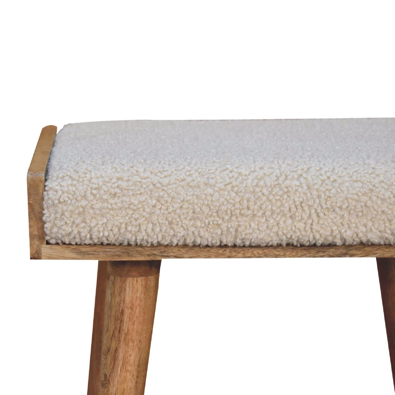 Boucle Tray Style Footstool - Cream