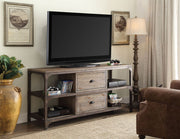 ACME Gorden - TV Stand - Weathered Oak & Antique Silver | Meri Furniture