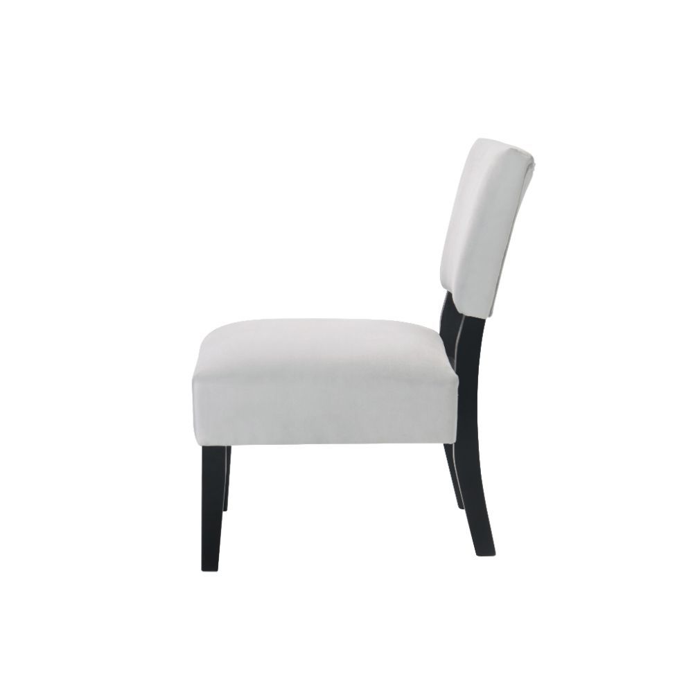 ACME Bryson - Chair & Table - Dove Gray Velvet & Black | Meri Furniture