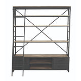 Depict the gentle flow of industrial modern decor with the Actaki bookshelf and ladder set. Industrial modern shelving unit with 4 drawers with Nailhead trim and 2 open shelves provide a unique storage and display to you room. Some assembly required.