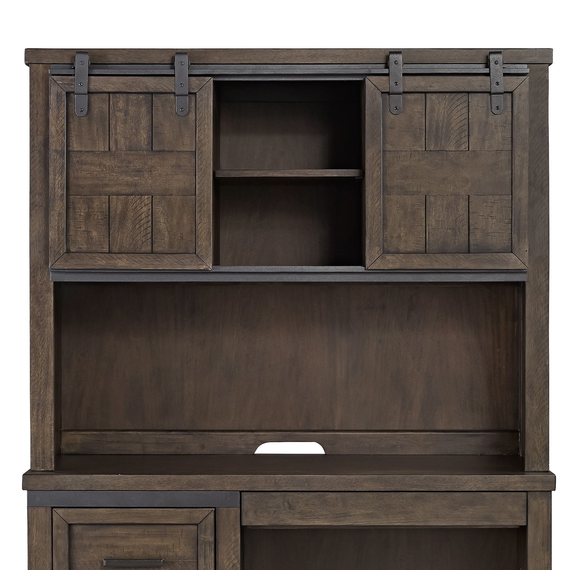 Liberty Furniture Thornwood Hills - Double Barn Door Hutch - Dark Brown | Meri Furniture