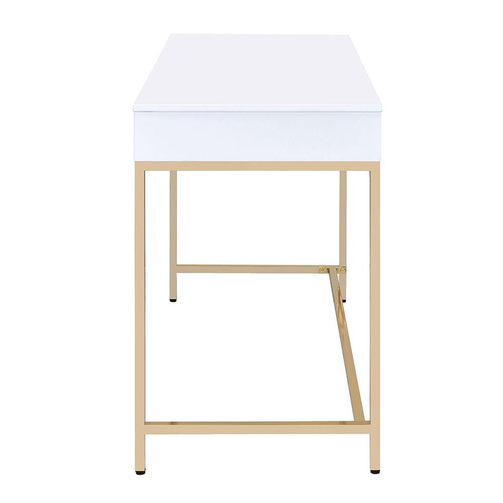 Ottey - Vanity Desk Same 92540) - White High Gloss & Gold