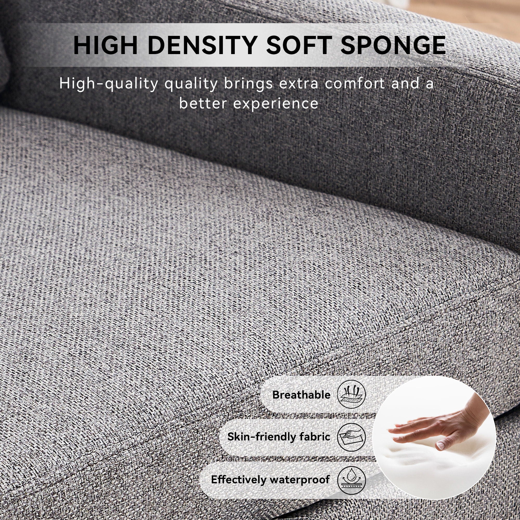 Linen Fabric 360° Swivel Accent Chair With Upholstered Back Pillow And Rivet Armrest