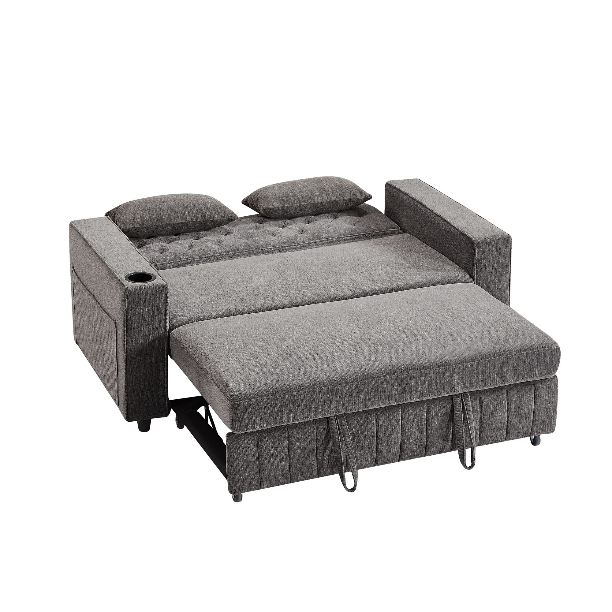 Pull-Out Sofa Bed Convertible Couch With Adjustable Backrest For Living Room