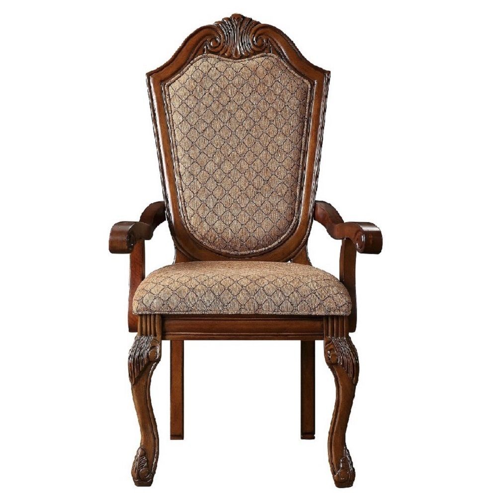 ACME Chateau De Ville - Chair (Set of 2) - Fabric & Cherry | Meri Furniture