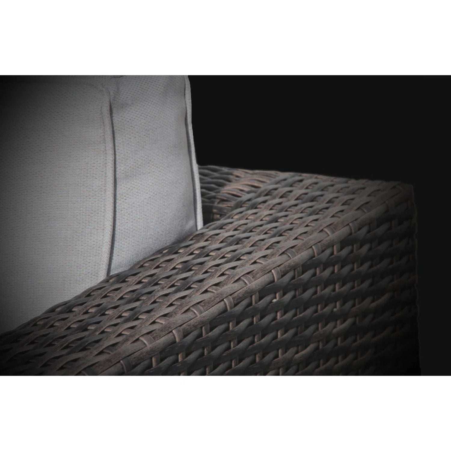 Rattan Wicker Patio Set With Cushions And Concrete Fire Pit