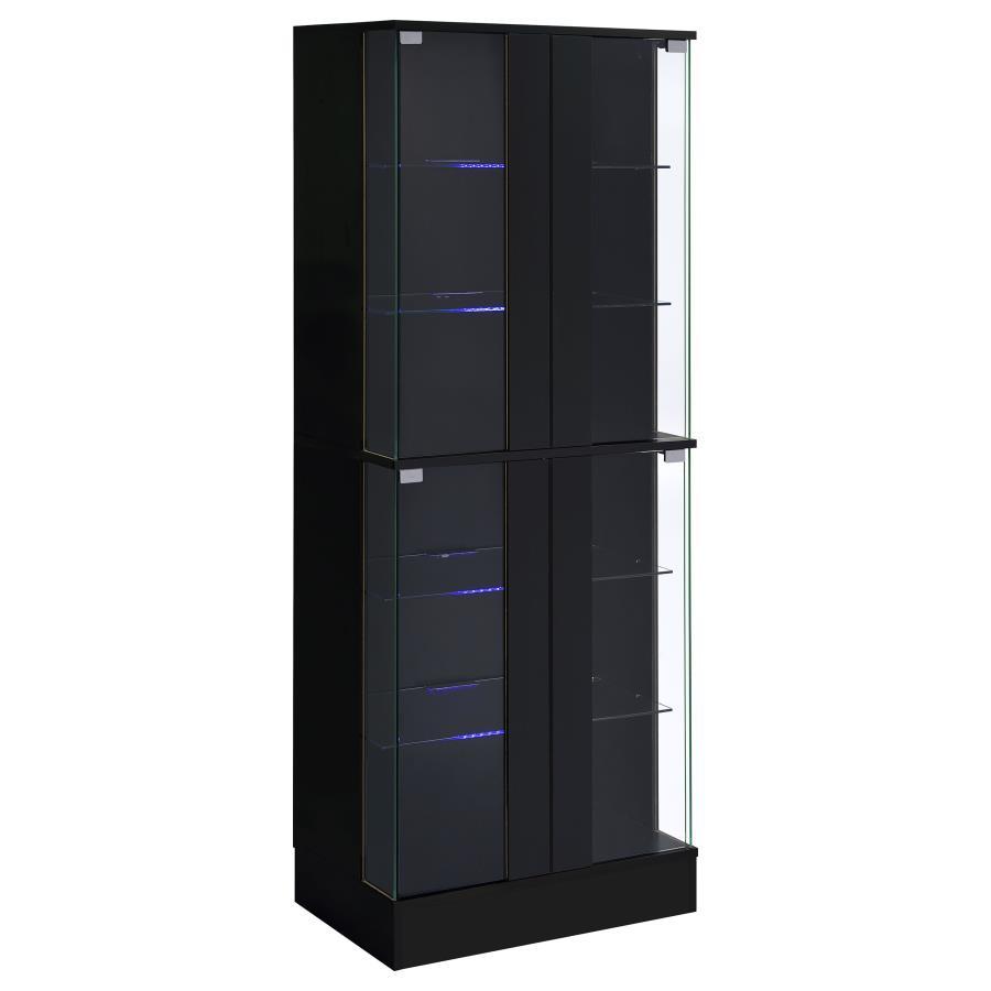 Coaster Fine Furniture Cabra - 4-door LED Curio Display Cabinet | Meri Furniture
