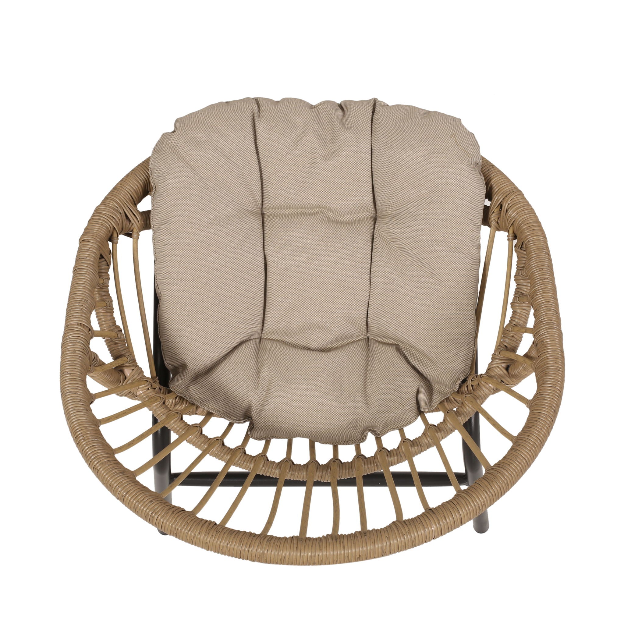 Outdoor Accent Chair With Curved Back And Basket Frame, (Set of 2) - Light Brown / Beige