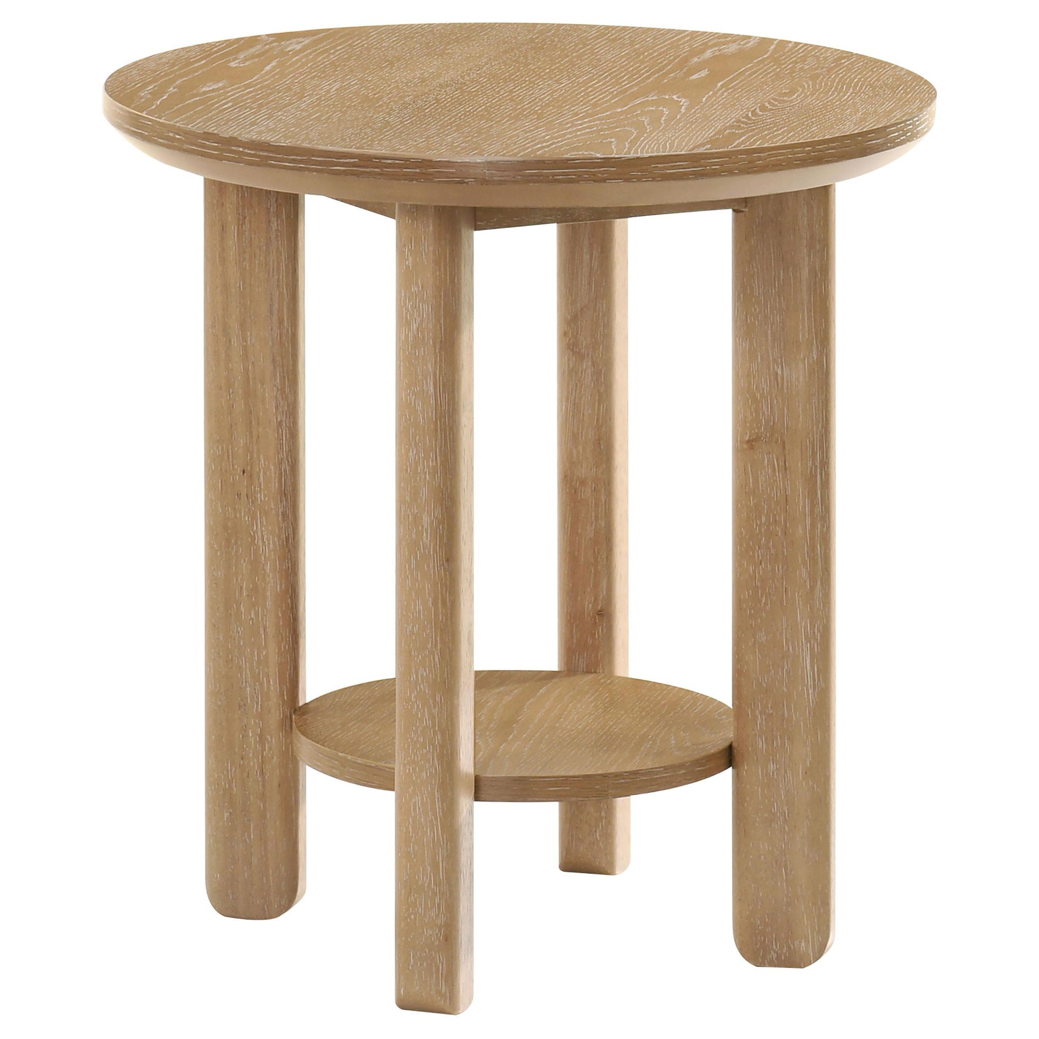 Ottowa 2-piece Round Wood Coffee Table Set Light Oak