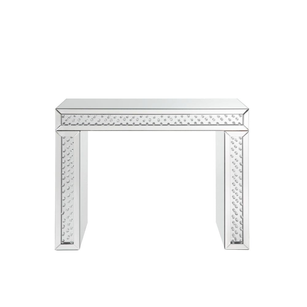 ACME Nysa - Vanity Desk - Mirrored & Faux Crystals - 31" | Meri Furniture
