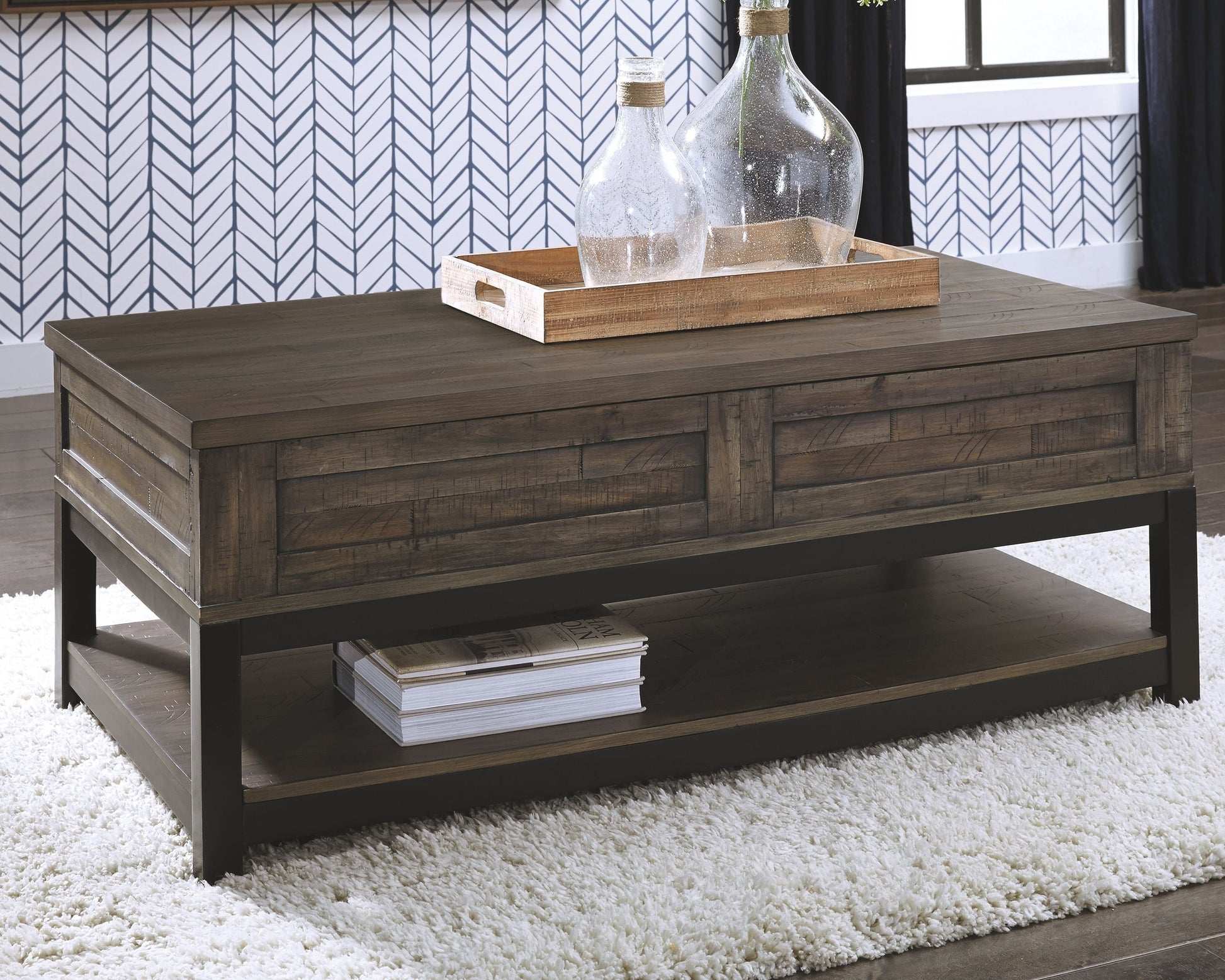 Ashley Furniture Johurst - Grayish Brown - Lift Top Cocktail Table | Meri Furniture