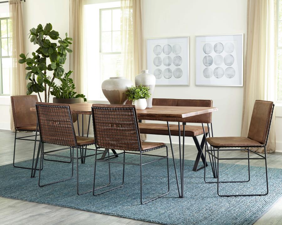 Coaster Fine Furniture Abbott - Leatherette Upholstered Dining Bench - Antique Brown | Meri Furniture