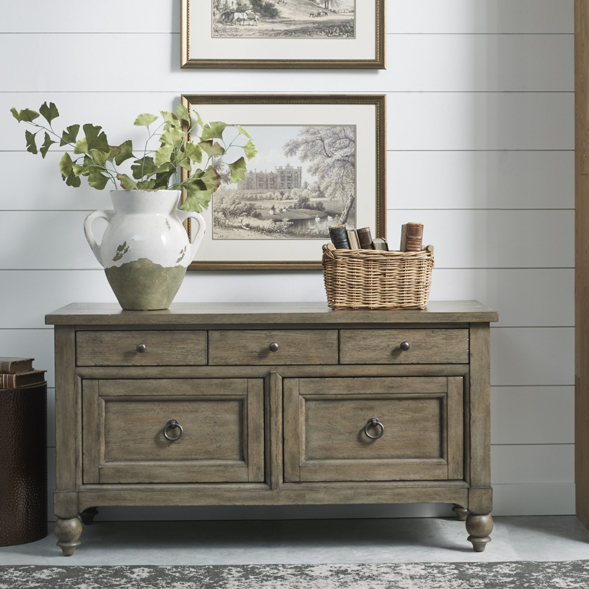 Liberty Furniture Americana Farmhouse - Credenza - Light Brown | Meri Furniture