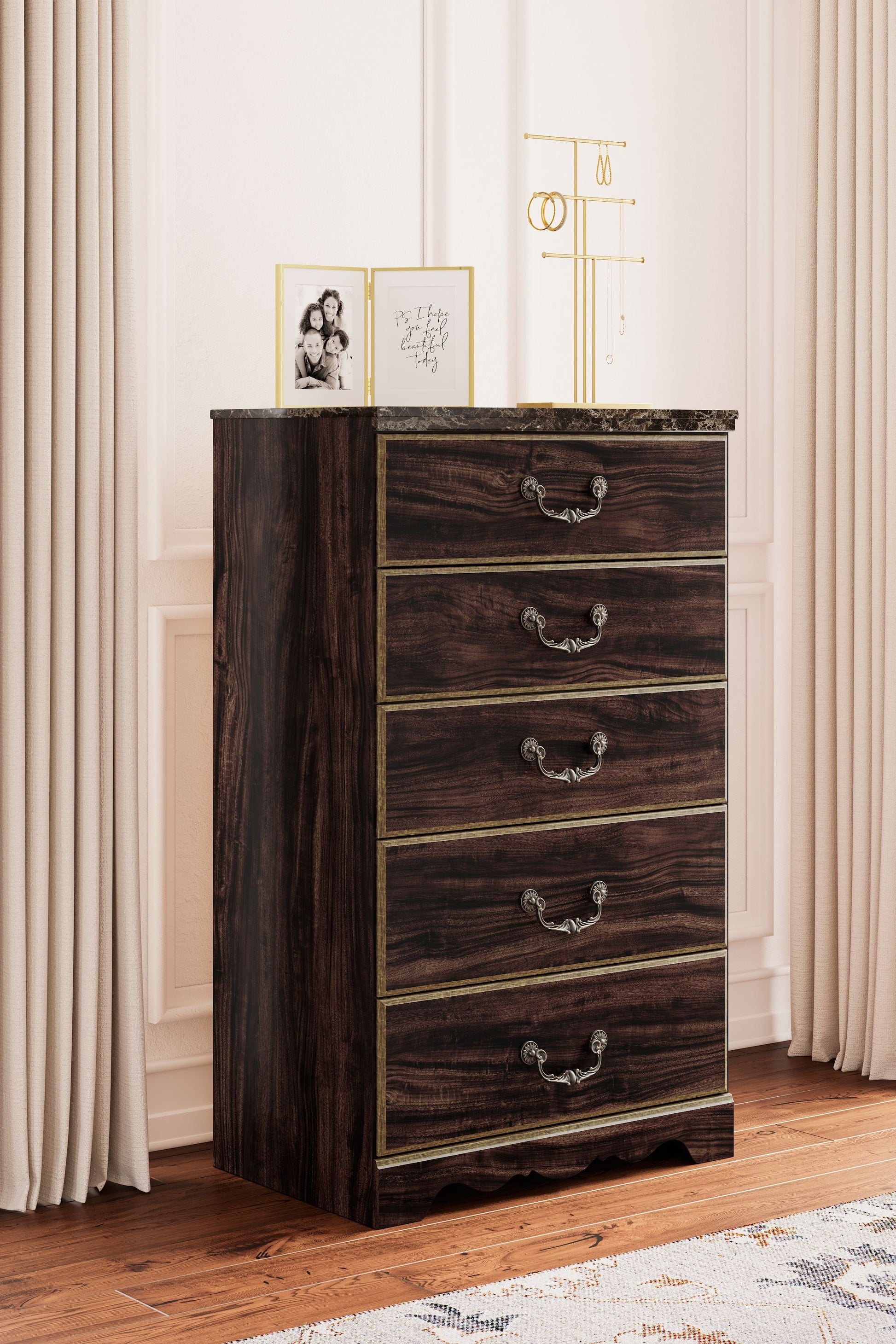 Signature Design by Ashley® Glosmount - Two-tone - Five Drawer Chest | Meri Furniture