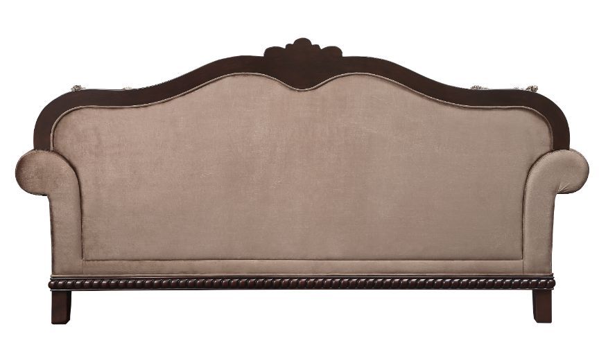 ACME Chateau De Ville - Sofa - Fabric & Espresso Finish | Meri Furniture